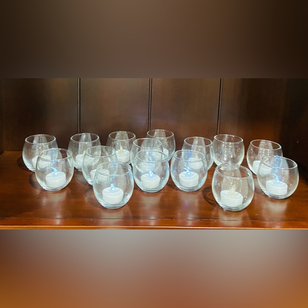 Glass Tealight Candle Holders - Set of 15